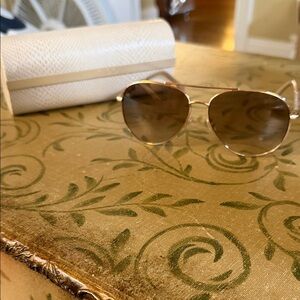 Jimmy Choo Gold Aviator Sunglasses with Case